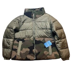 Columbia Women XXL Hugo Point Sherpa Hybrid Camo Green Jacket Coat NWT
